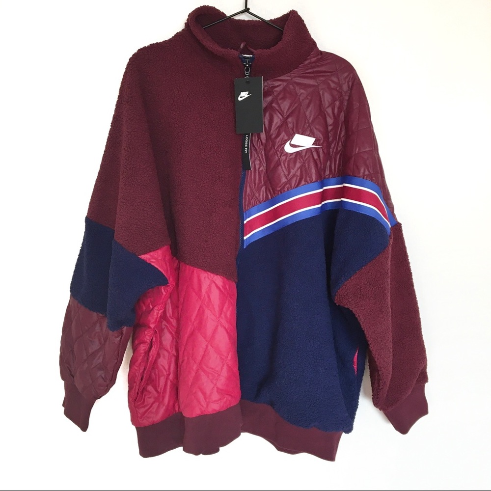 Nike Sportswear Burgundy Sport Pack Sherpa Track Jacket Size XL BV3040-681